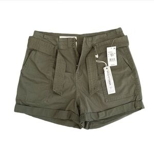 Vanilla Star Olive Women’s High Rise Pleat Front Tie‎ Waist Shorts Size 29/9 NWT
